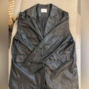Black Faux Leather Blazer